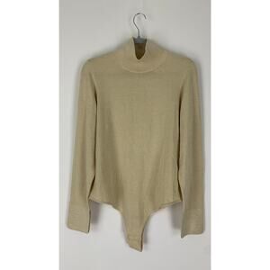 Athleta x Alicia Keys Inner Strength Bodysuit Womens XL Beige Gold Metallic New